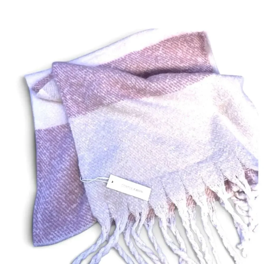 NWT Gentle Fawn Scarf, Pink Cream White, Womens One Size, Shawl Wrap Fringe Boho